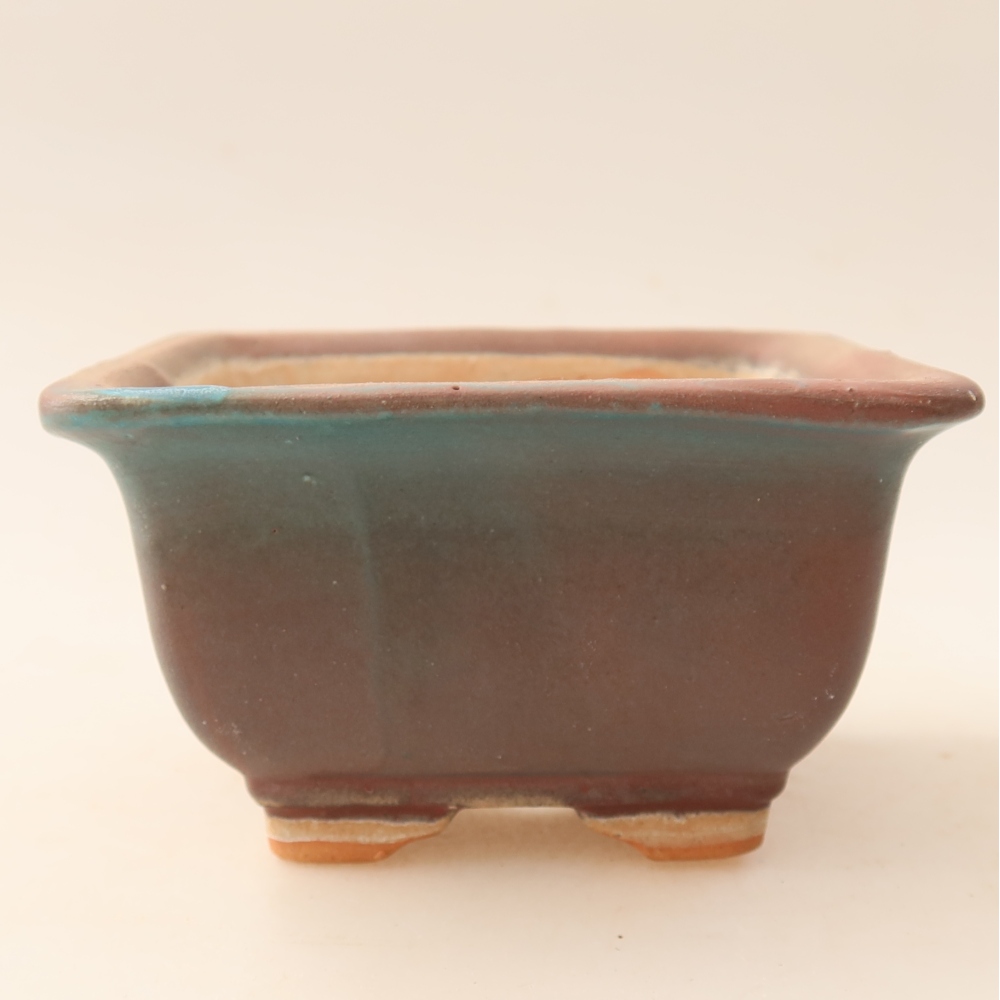 Pot à bonsaï en céramique 9,5 x 9,5 x 5,5 cm, couleur métallique