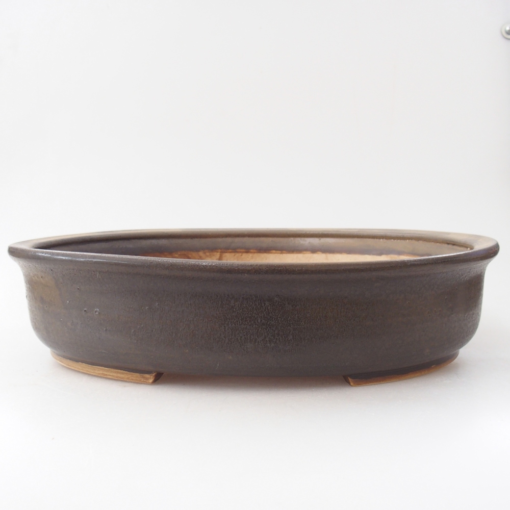 Bol à bonsaï en céramique 32,5 x 28 x 7 cm, brun