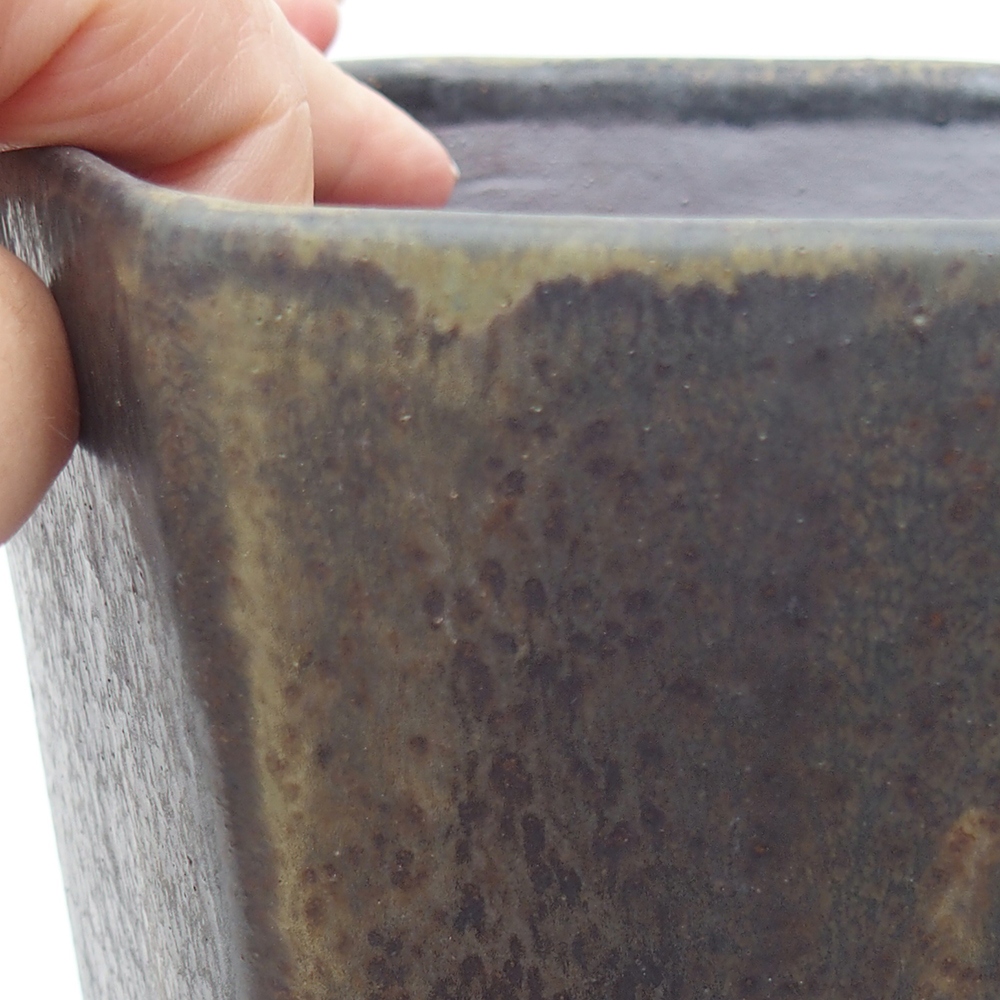 Bol à bonsaï en céramique 13 x 11,5 x 17 cm, vert-gris