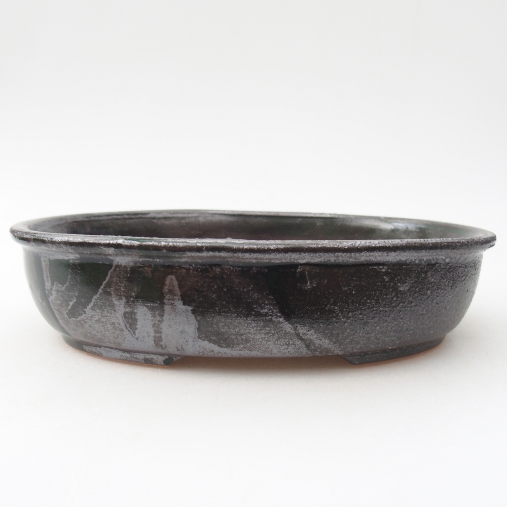 Bol à bonsaï en céramique 22 x 17 x 5 cm, vert métallique