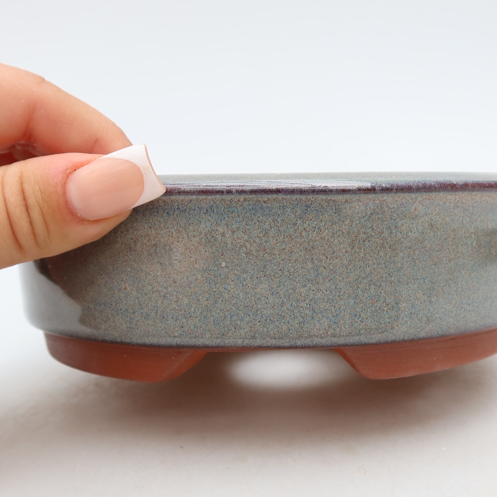 Pot à bonsaï en céramique 16 x 16 x 5 cm, couleur grise