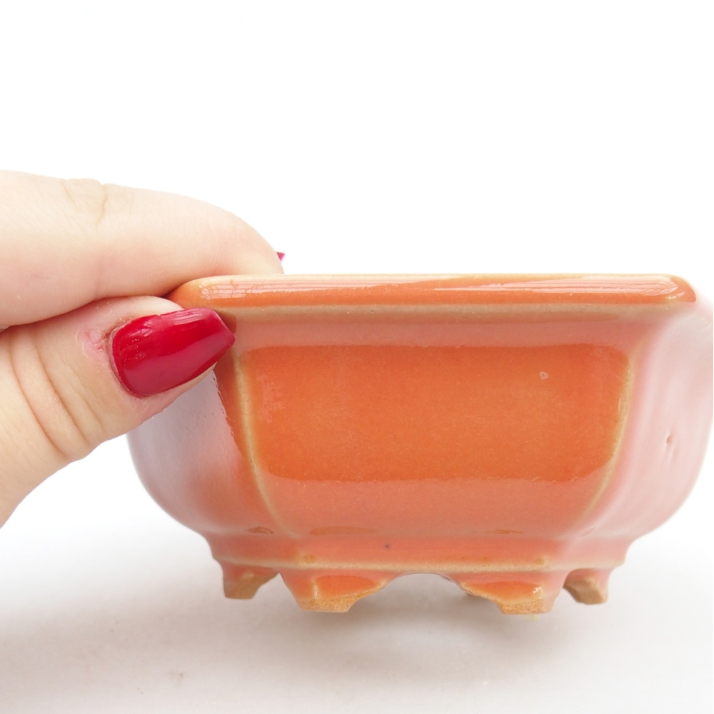 Bol à bonsaï en céramique 12 x 10,5 x 4,5 cm, orange