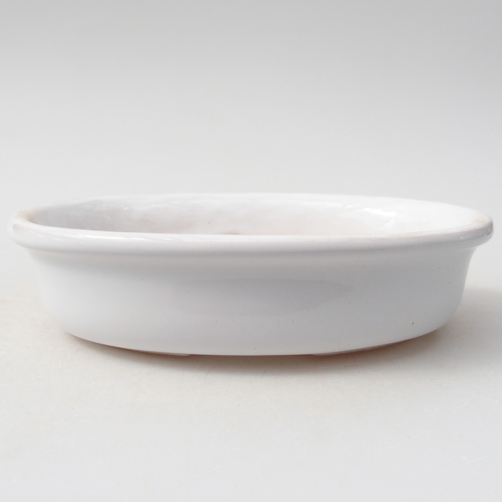 Bol à bonsaï en céramique 14,5 x 10,5 x 3,5 cm, couleur blanc