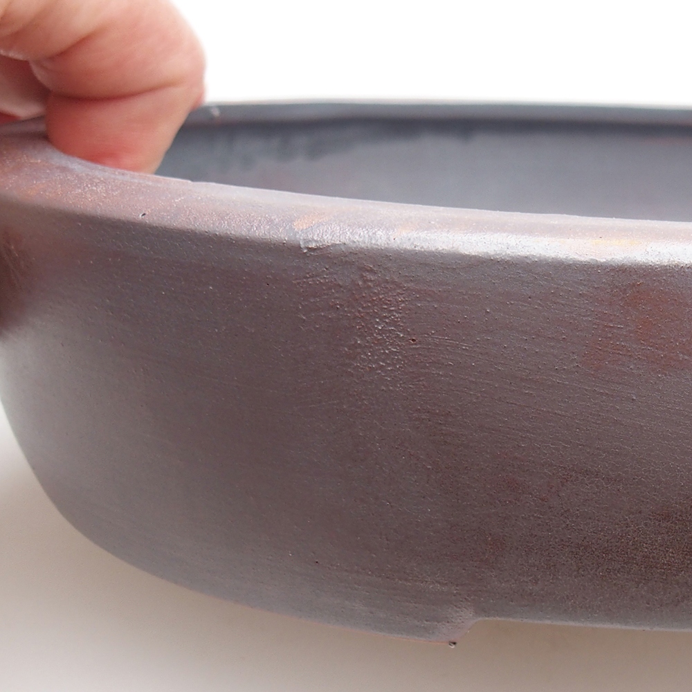 Bol à bonsaï en céramique 26 x 20 x 5 cm, couleur métal