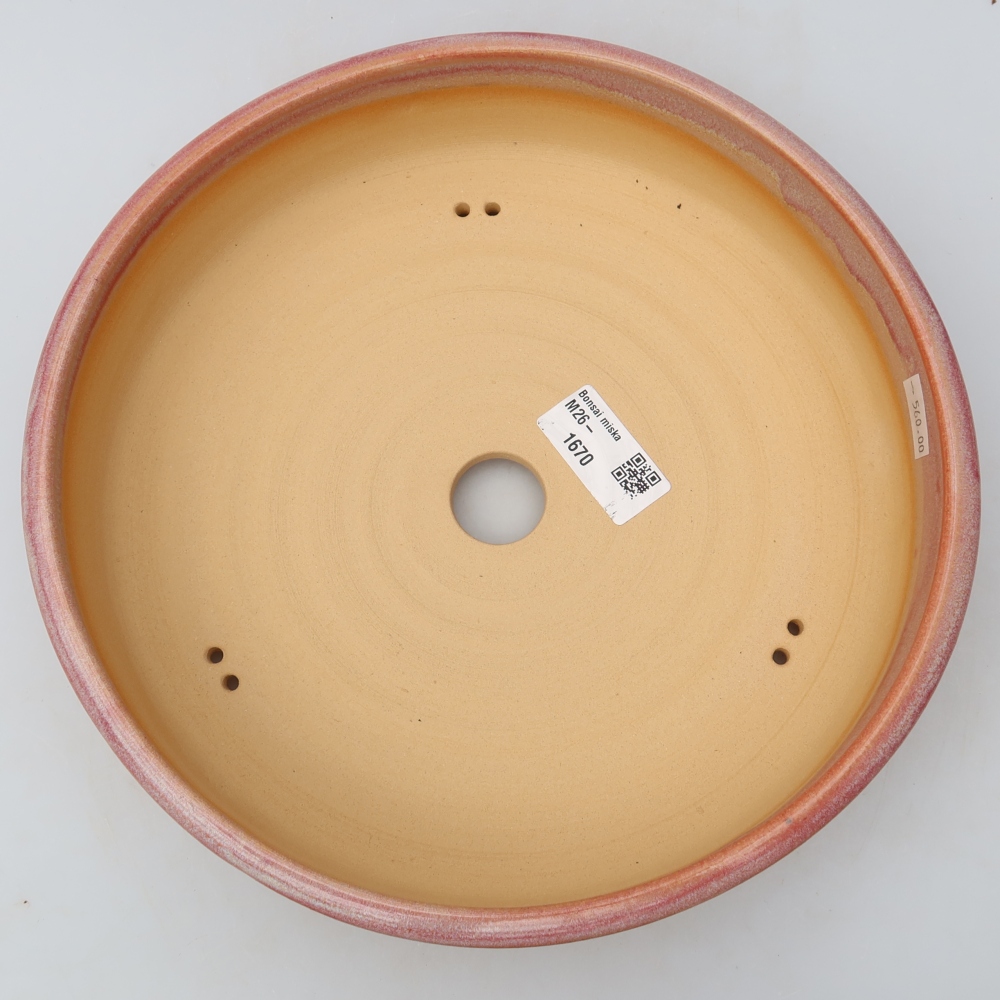Pot à bonsaï en céramique 24 x 24 x 6 cm, couleur rose