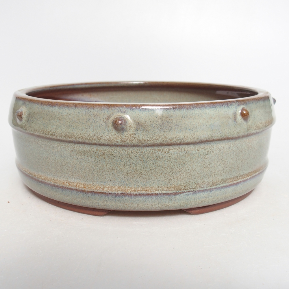 Bol à bonsaï en céramique 17,5 x 17,5 x 6,5 cm, vert