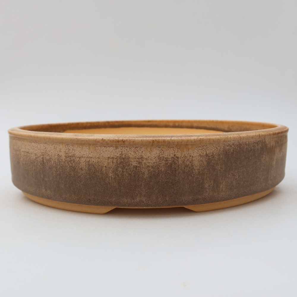 Pot à bonsaï en céramique 26,5 x 26,5 x 5,5 cm, couleur marron
