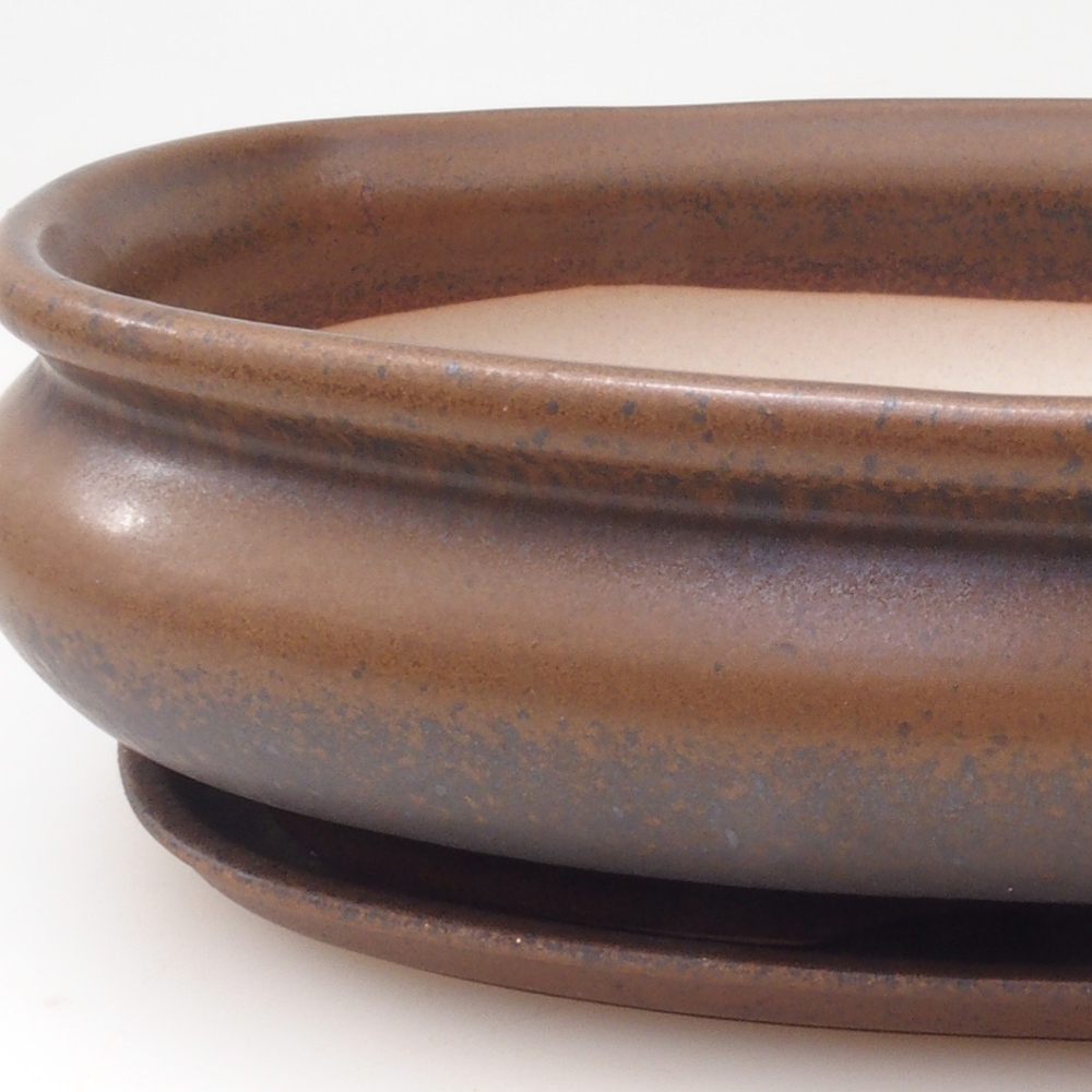 Bol bonsaï + soucoupe H15 - 25,5x17,5x6 cm - brun