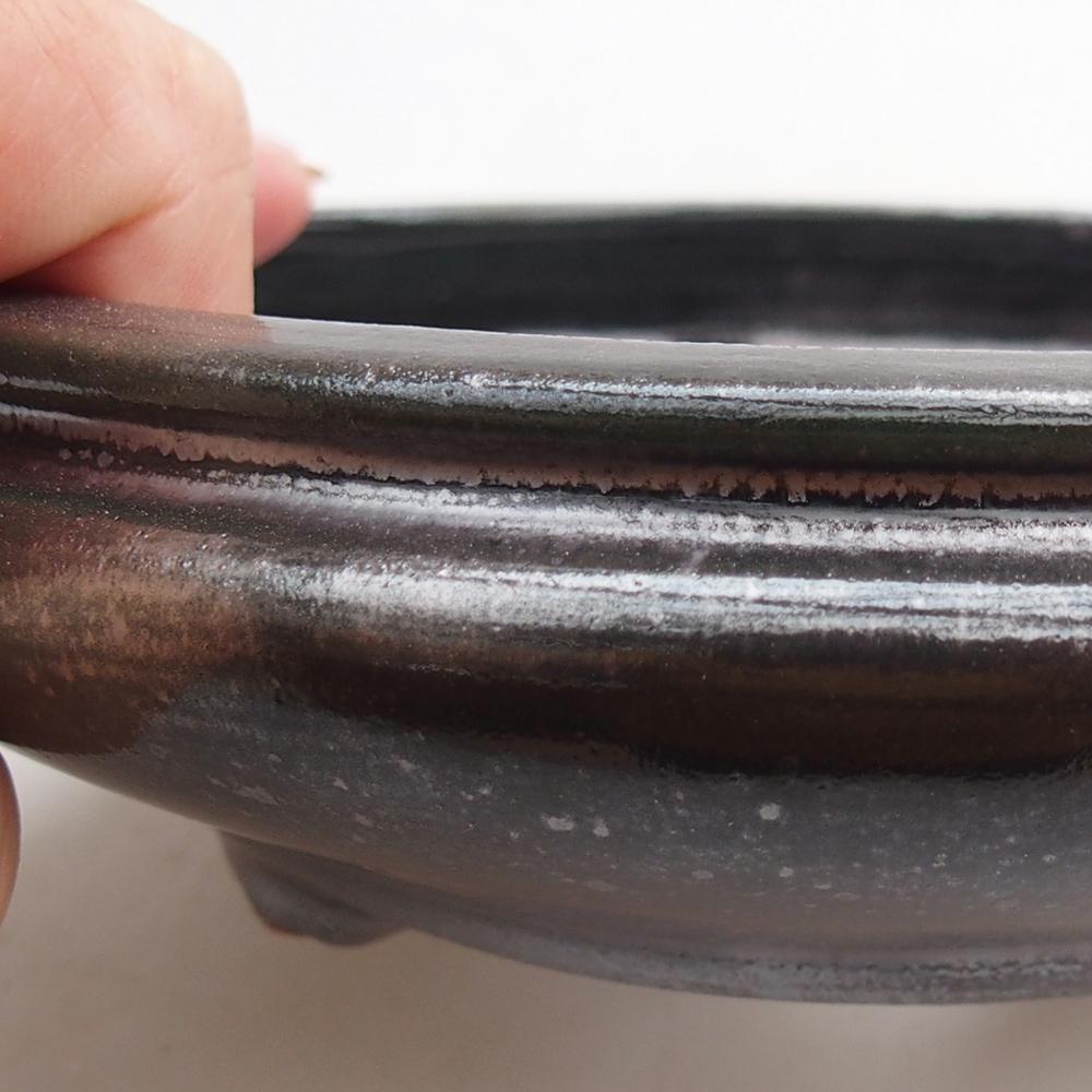 Bol à bonsaï en céramique 15 x 15 x 4,5 cm, couleur métal