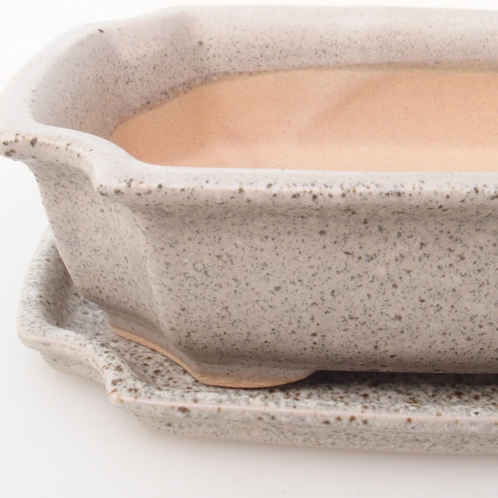 Bol bonsaï + soucoupe H17 - 15 x 10 x 4 cm - beige