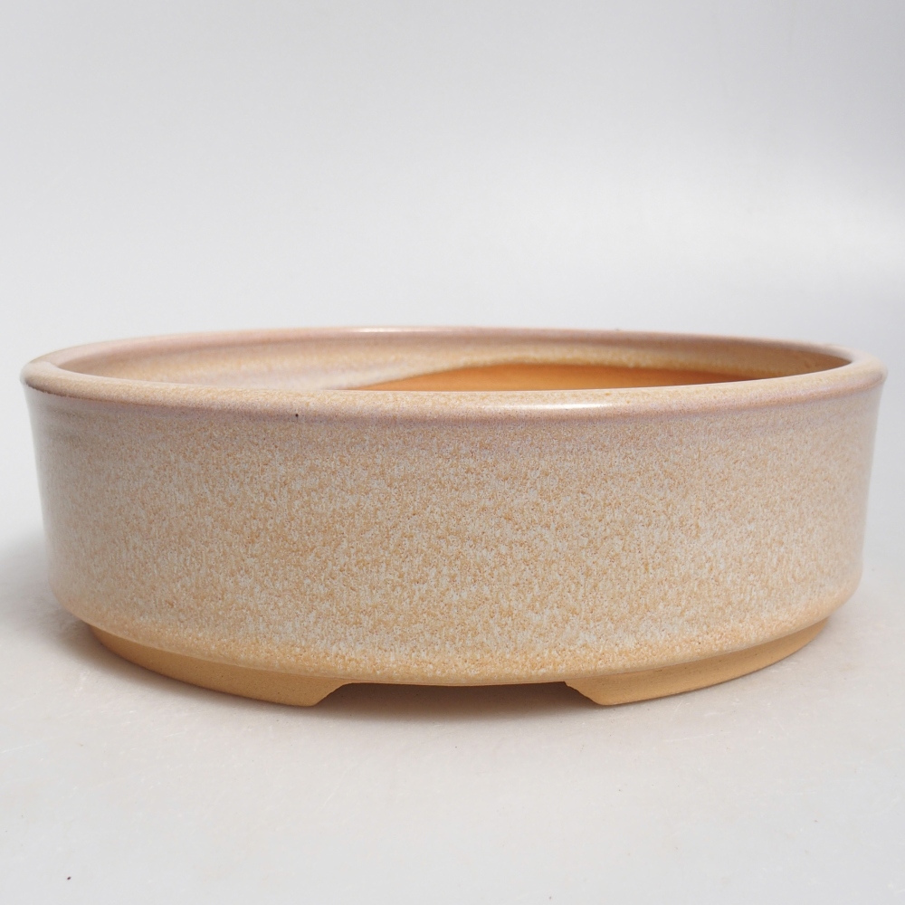 Bol à bonsaï en céramique 20,5 x 20,5 x 6 cm, couleur beige