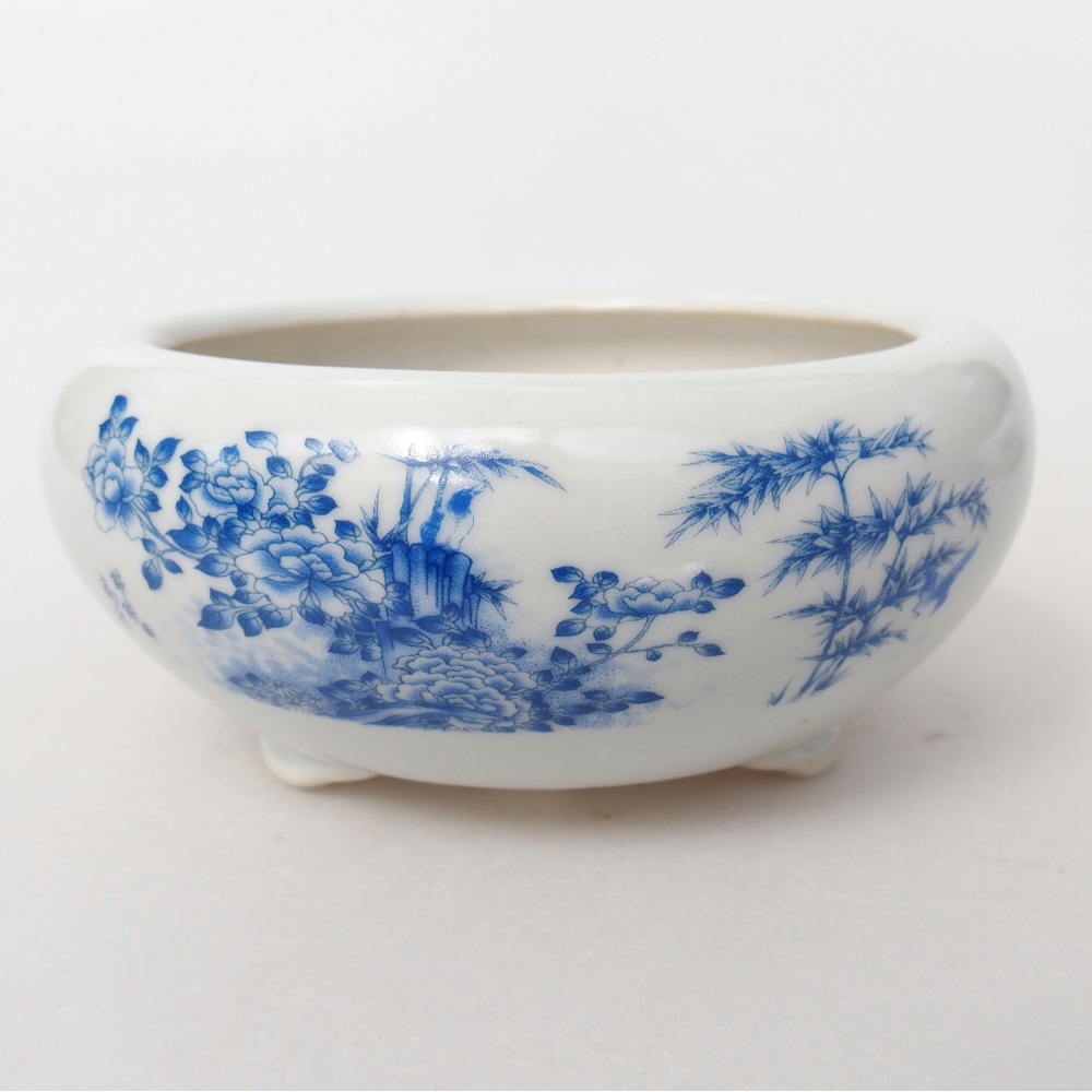 Bol à bonsaï en céramique 10 x 10 x 5 cm, couleur blanc