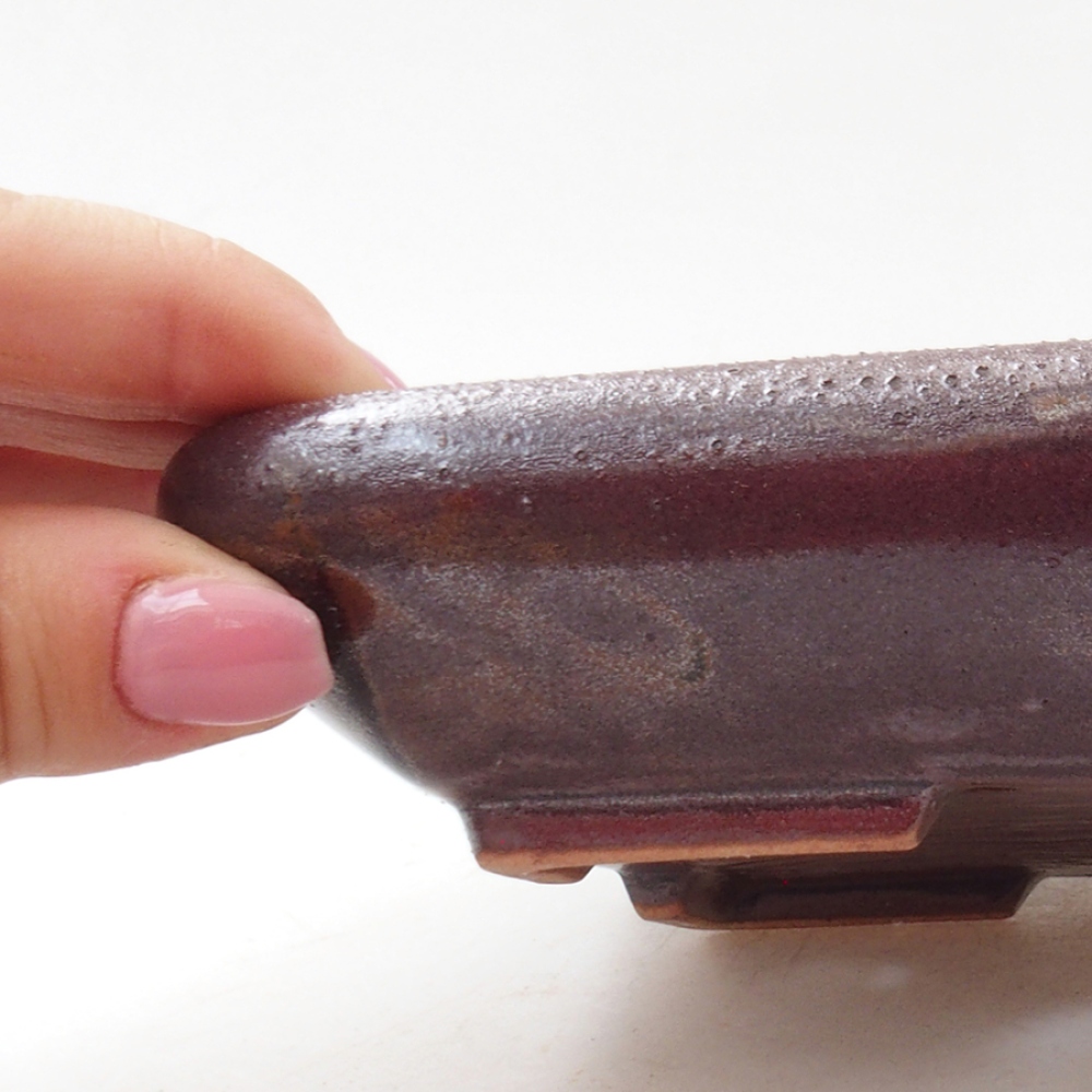 Bol à bonsaï en céramique 17 x 13,5 x 3,5 cm, couleur métal