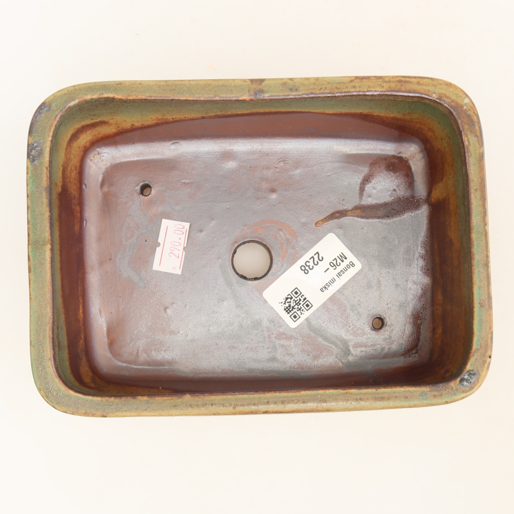 Pot à bonsaï en céramique 17 x 12,5 x 5,5 cm, couleur verte