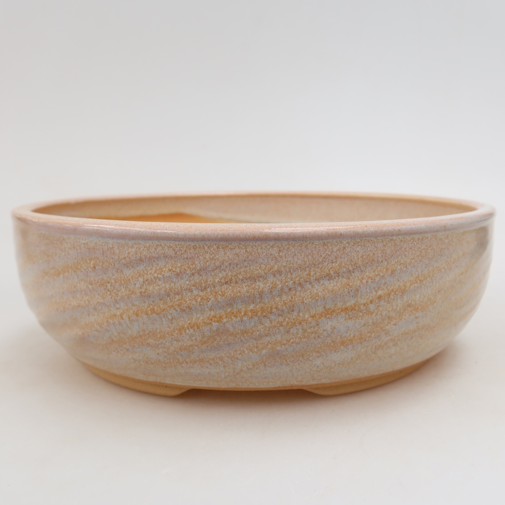 Pot à bonsaï en céramique 21 x 21 x 6,5 cm, couleur beige