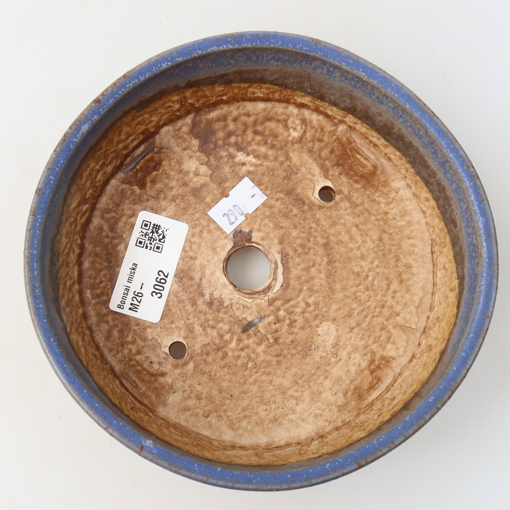 Pot à bonsaï en céramique 15,5 x 15,5 x 5 cm, couleur bleue