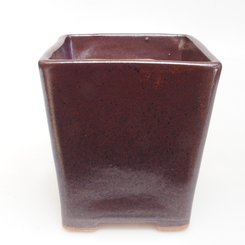 Bol à bonsaï en céramique 10,5 x 10,5 x 11,5 cm, brun