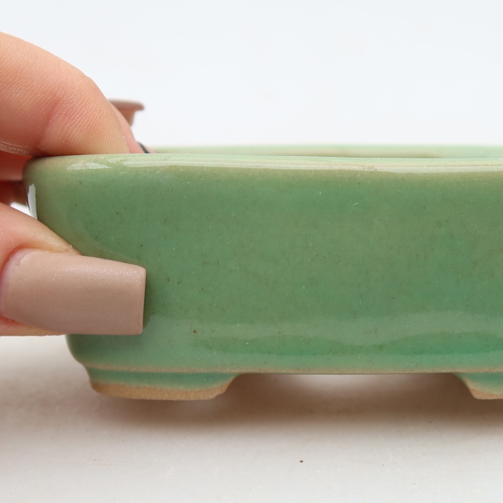 Pot à bonsaï en céramique 10 x 8 x 3,5 cm, couleur verte