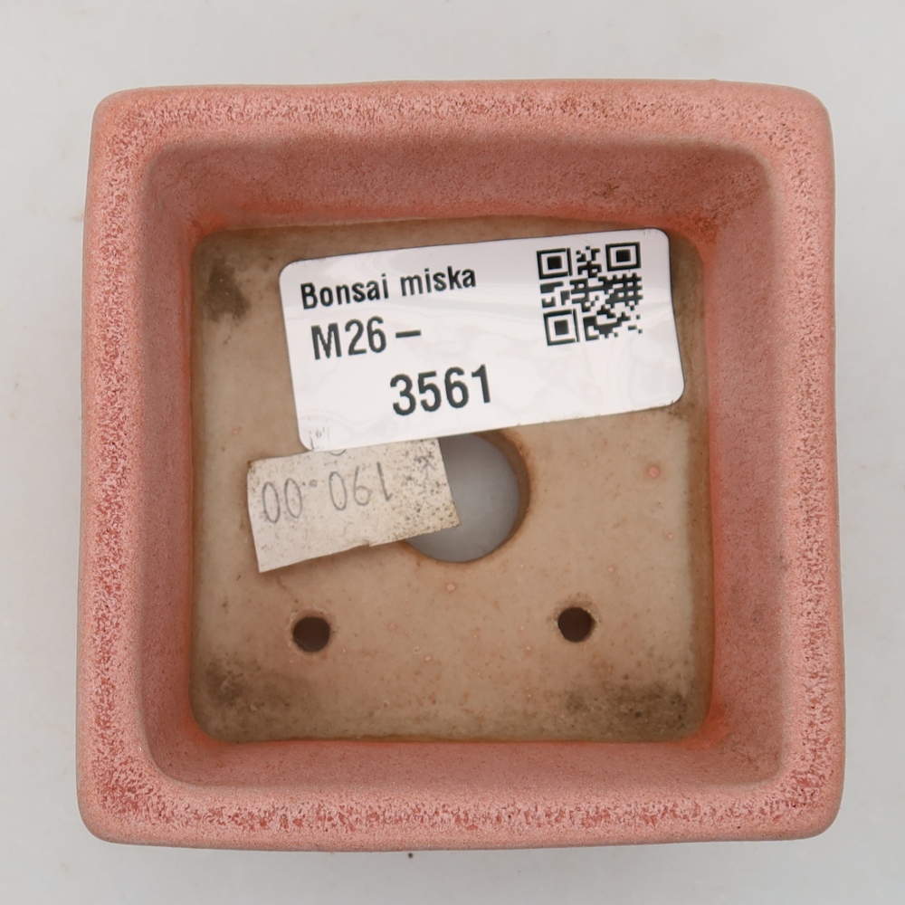 Pot à bonsaï en céramique 7 x 7 x 3,5 cm, couleur rose