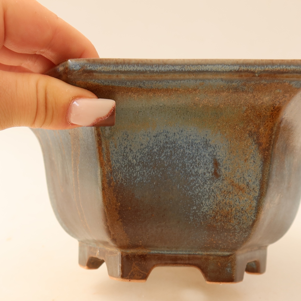 Bol à bonsaï en céramique 18,5 x 16,5 x 9 cm, brun