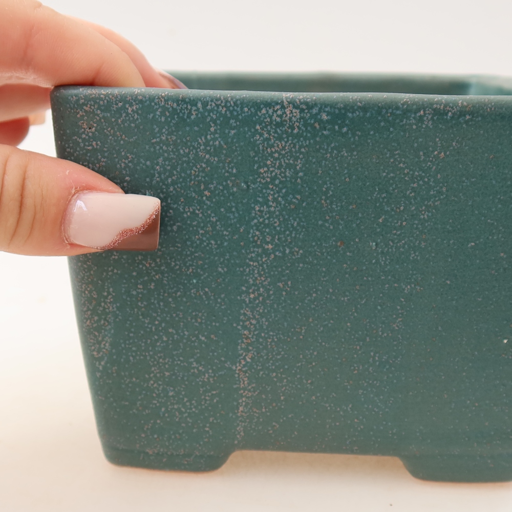 Pot à bonsaï en céramique 11,5 x 11,5 x 9 cm, couleur bleue