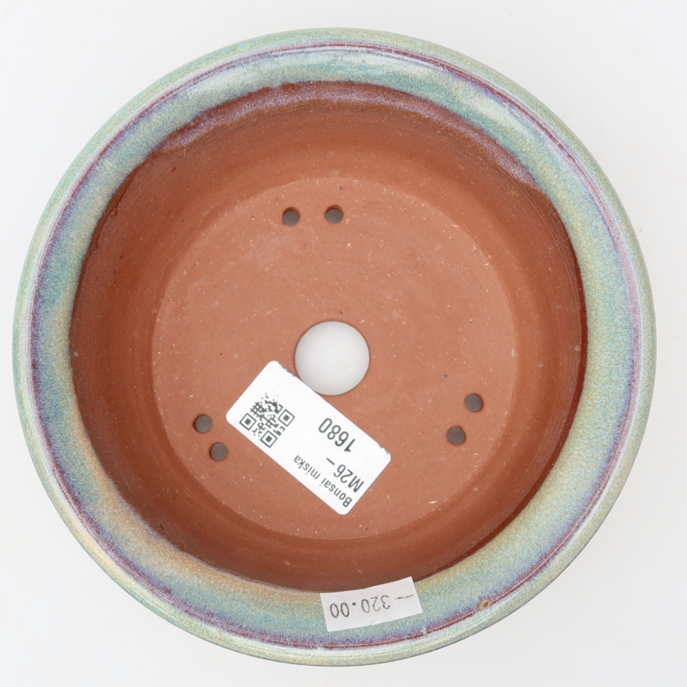 Pot à bonsaï en céramique 14,5 x 14,5 x 4,5 cm, couleur verte