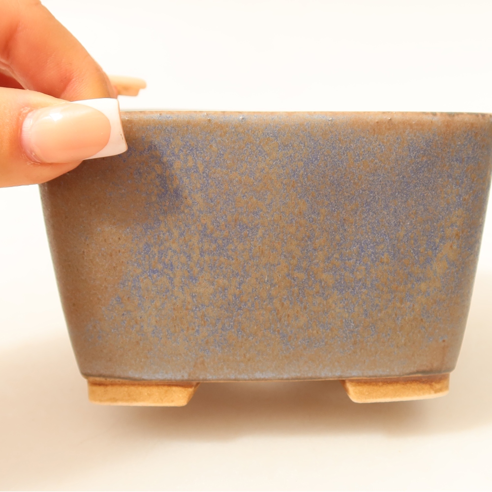 Pot à bonsaï en céramique 10,5 x 10,5 x 7 cm, couleur bleue