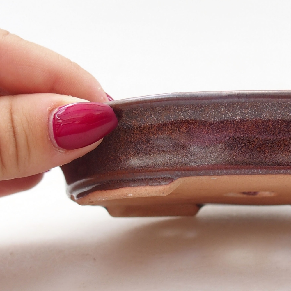 Bol à bonsaï en céramique 12,5 x 10,5 x 2 cm, brun