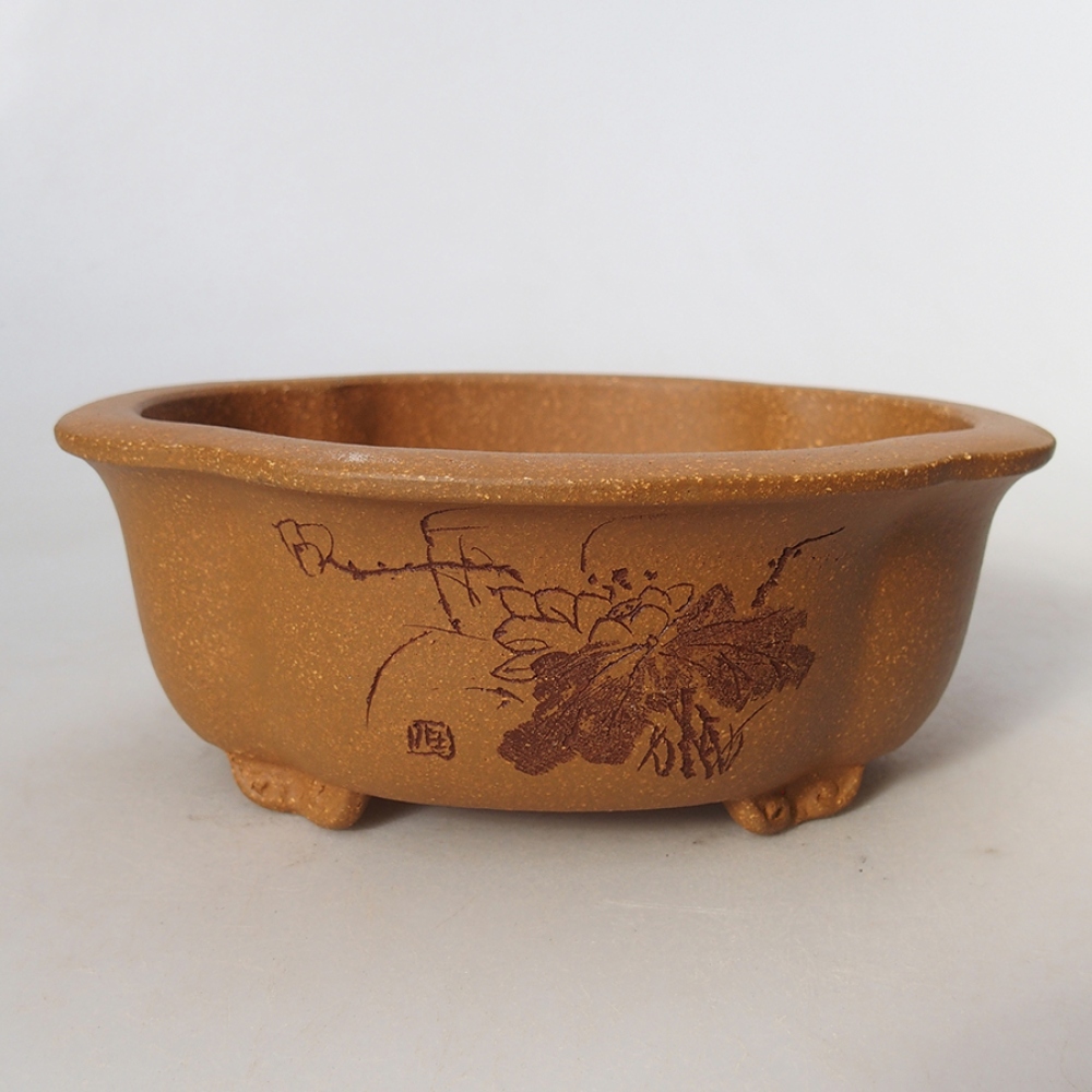 Bol à bonsaï en céramique 15,5 x 13 x 6 cm, couleur ocre