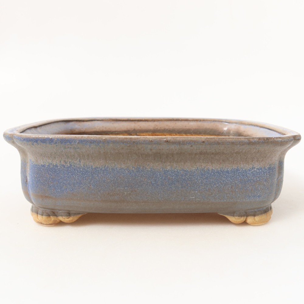 Pot à bonsaï en céramique 19,5 x 17 x 6 cm, couleur bleue