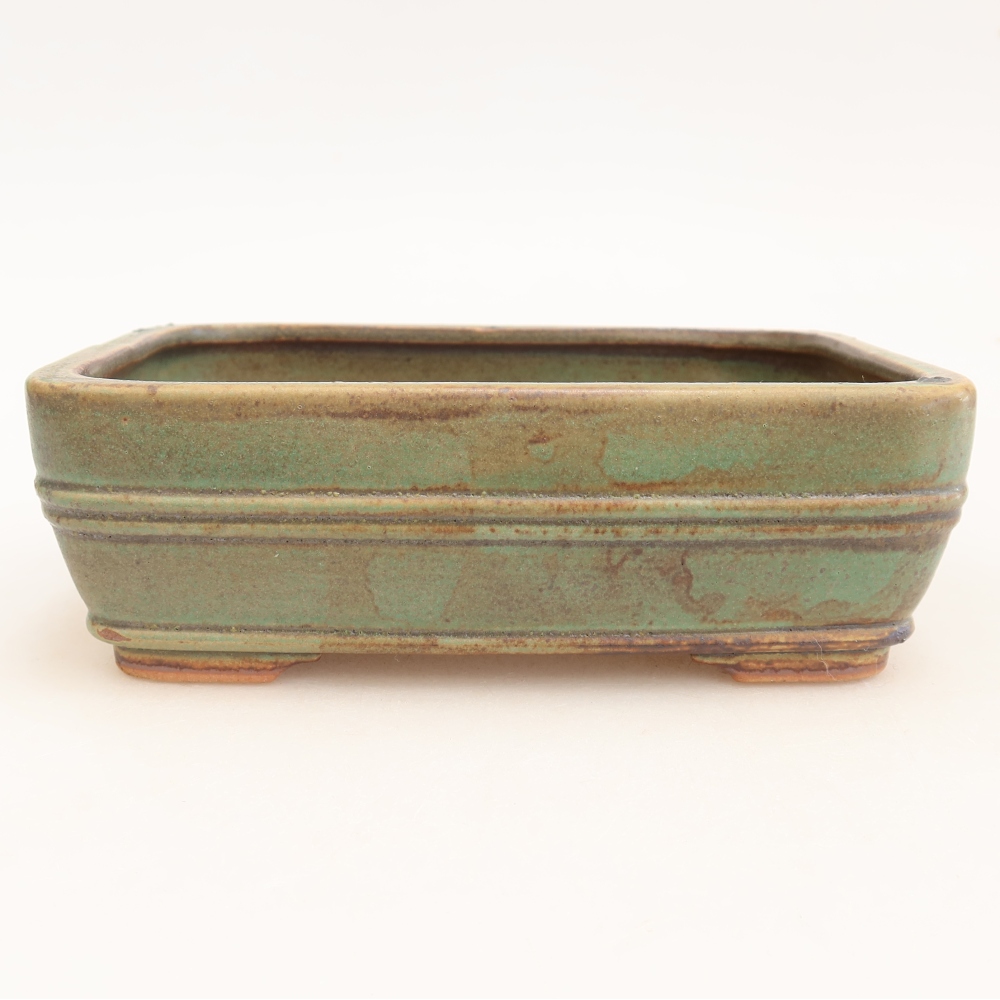 Pot à bonsaï en céramique 17 x 12,5 x 5,5 cm, couleur verte