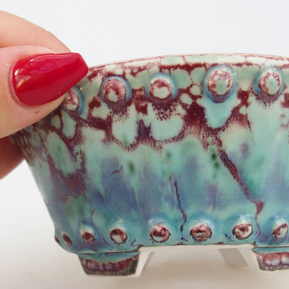 Bol à bonsaï en céramique 10,5 x 10,5 x 5 cm, vert