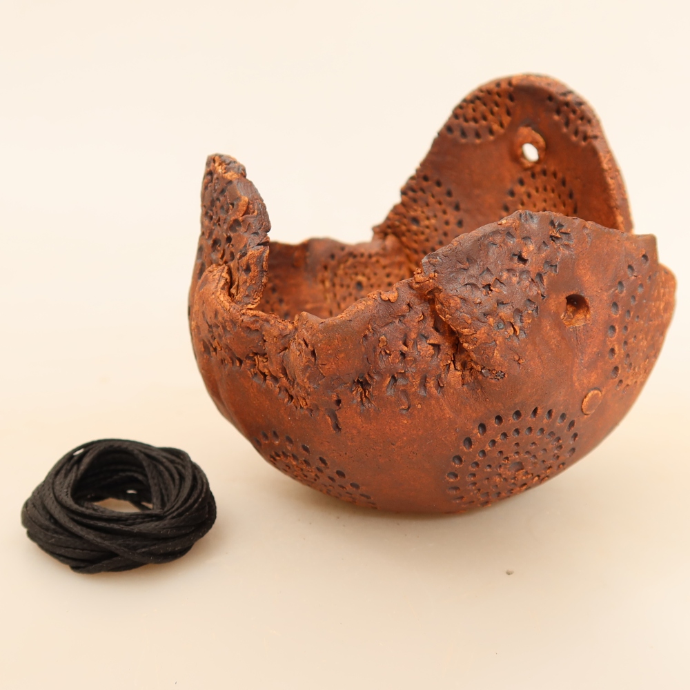 Coquille en céramique pour kokedama, 10 x 9 x 9 cm, couleur marron