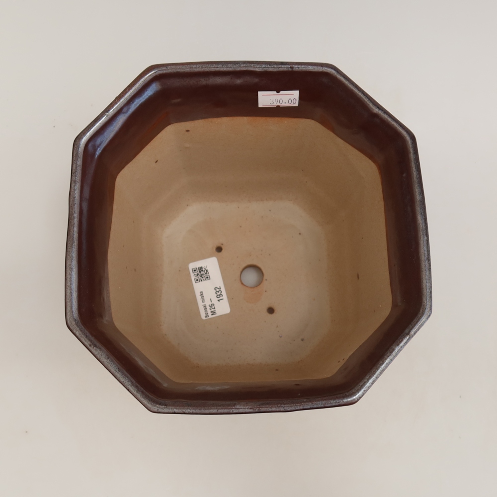 Pot à bonsaï en céramique 17,5 x 17,5 x 15,5 cm, couleur métallique