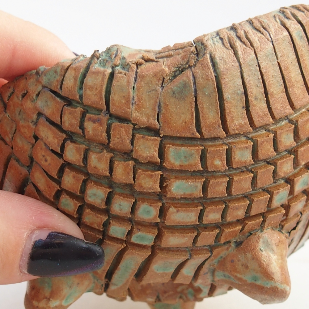 Coquille en céramique 10 x 9,5 x 7,5 cm , couleur brun-vert