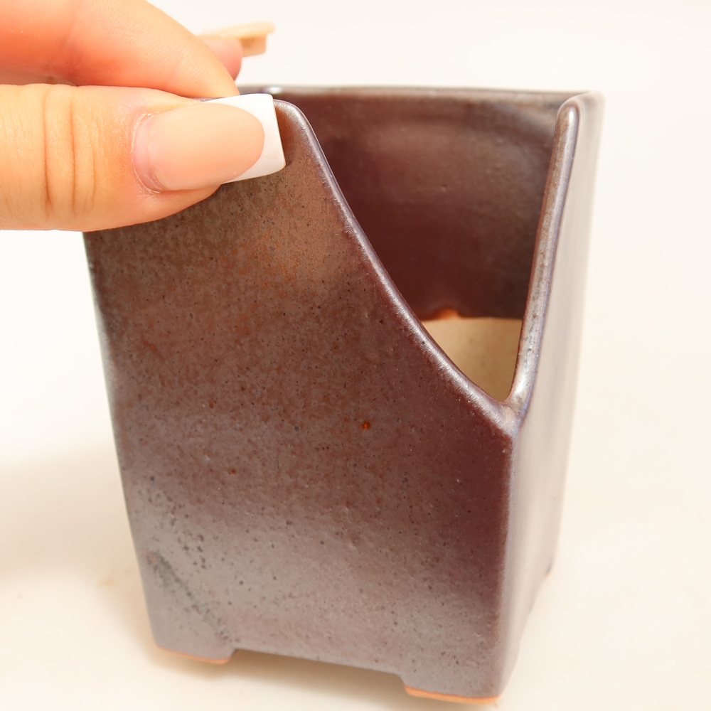 Pot à bonsaï en céramique 8 x 8 x 10 cm, couleur métallique