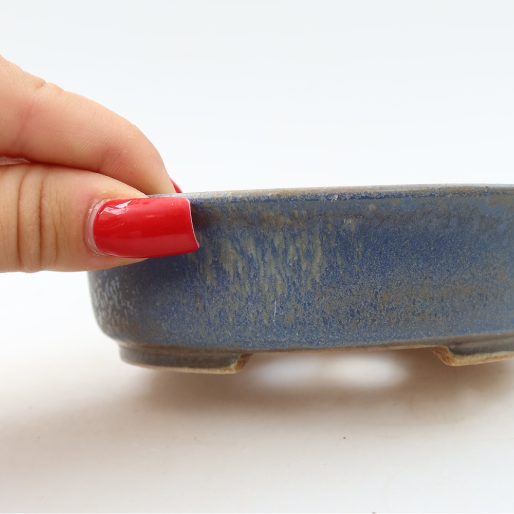 Pot à bonsaï en céramique 12,5 x 11,5 x 3,5 cm, couleur bleue