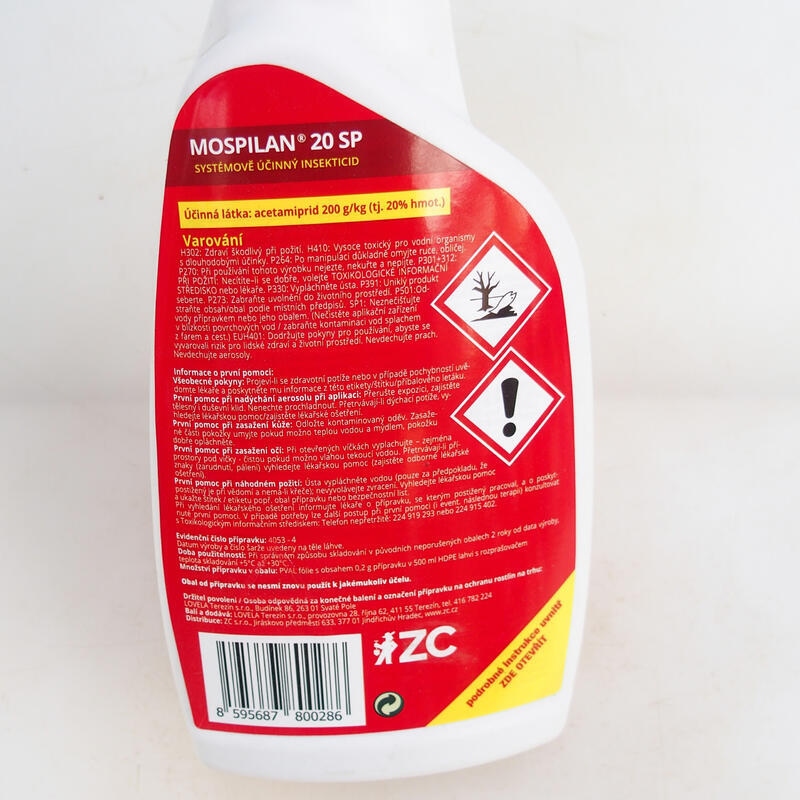Mospilan 20SP insecticide dans un pulvérisateur de 0,5 litre