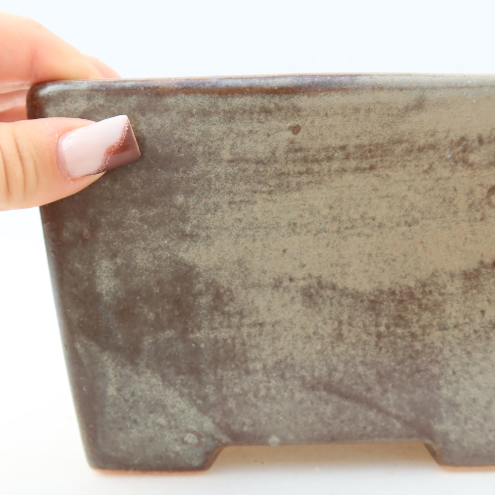 Pot à bonsaï en céramique 15,5 x 15,5 x 11 cm, couleur marron