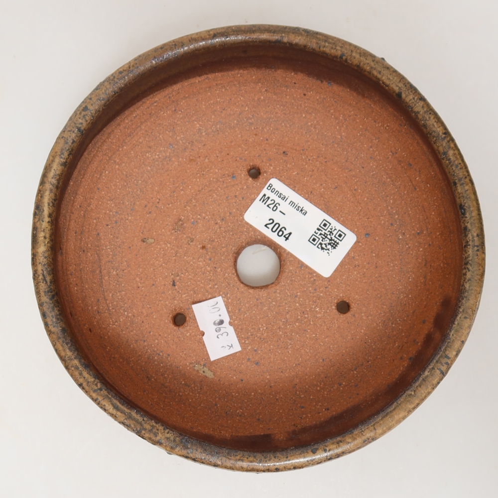 Pot à bonsaï en céramique 14,5 x 14,5 x 5 cm, couleur marron