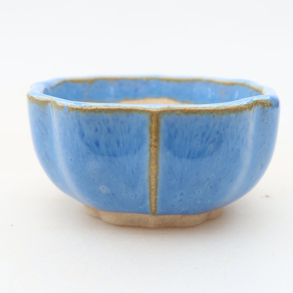 Pot à bonsaï en céramique 5,5 x 5,5 x 3 cm, couleur bleue