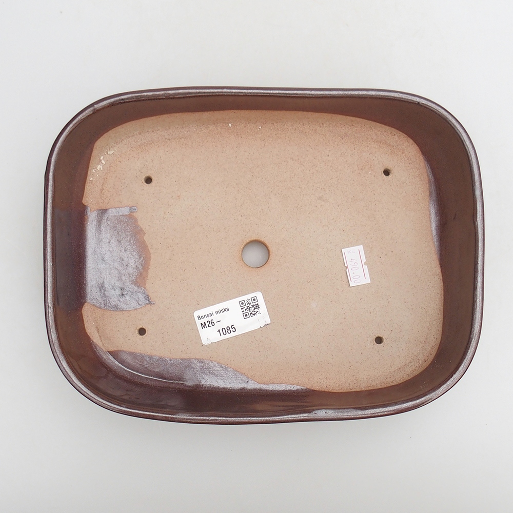 Bol à bonsaï en céramique 23 x 18,5 x 5,5 cm, brun
