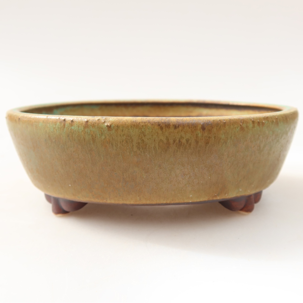 Pot à bonsaï en céramique 12 x 10,5 x 4 cm, couleur verte