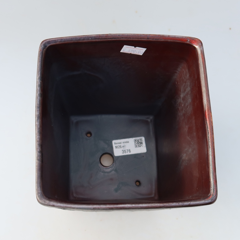 Bol à bonsaï en céramique 15 x 15 x 19,5 cm, couleur métal