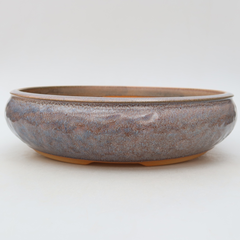 Pot à bonsaï en céramique 26,5 x 26,5 x 6,5 cm, couleur bleue