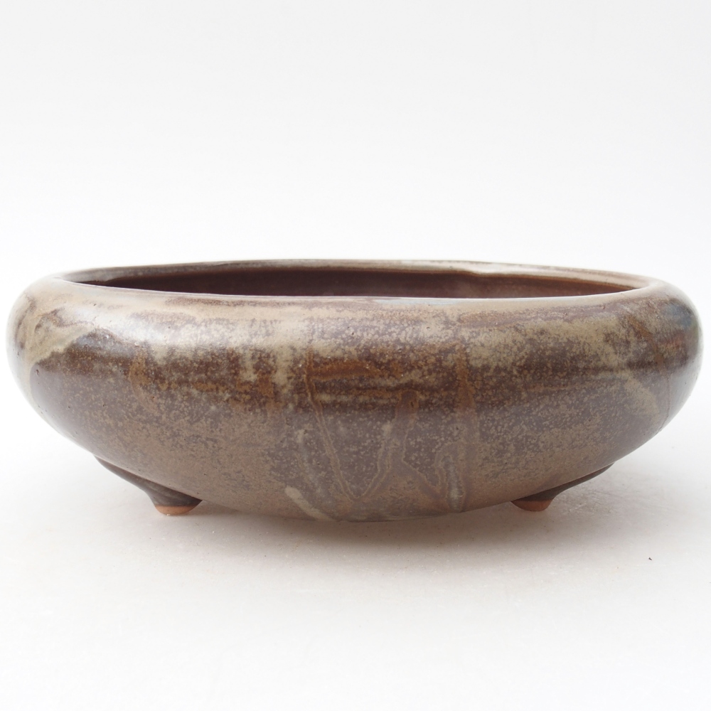 Bol à bonsaï en céramique 20 x 20 x 7 cm, brun