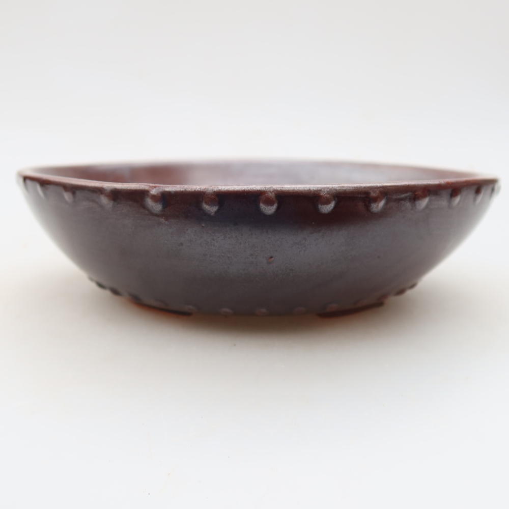 Bol à bonsaï en céramique 17,5 x 17,5 x 5 cm, brun