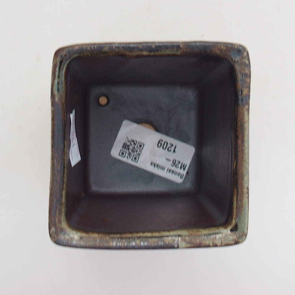 Bol à bonsaï en céramique 7 x 7 x 9,5 cm, couleur bleu-brun