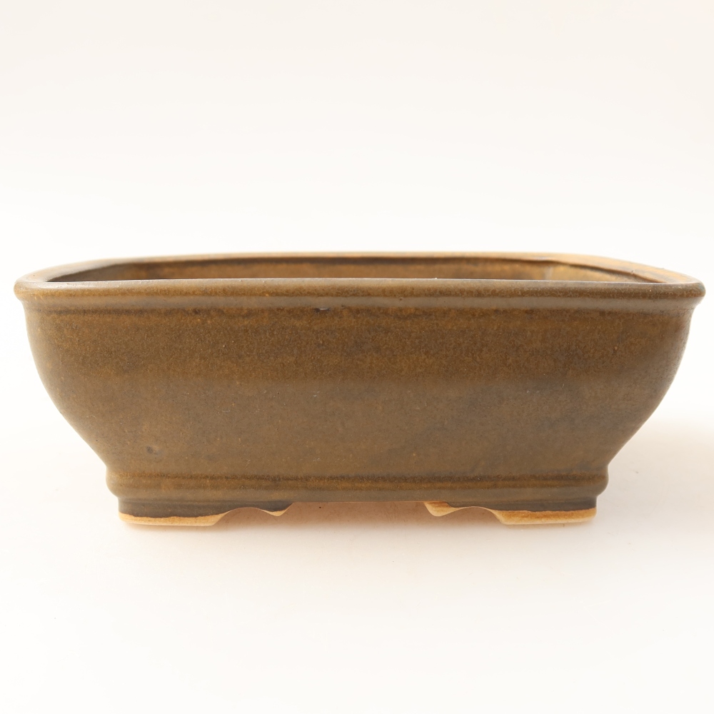 Pot à bonsaï en céramique 15 x 12,5 x 5,5 cm, couleur marron