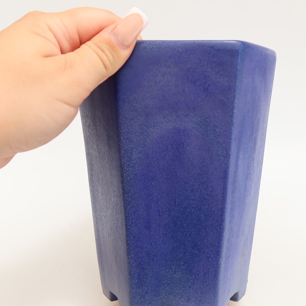 Pot à bonsaï en céramique 13 x 12 x 17 cm, couleur bleue